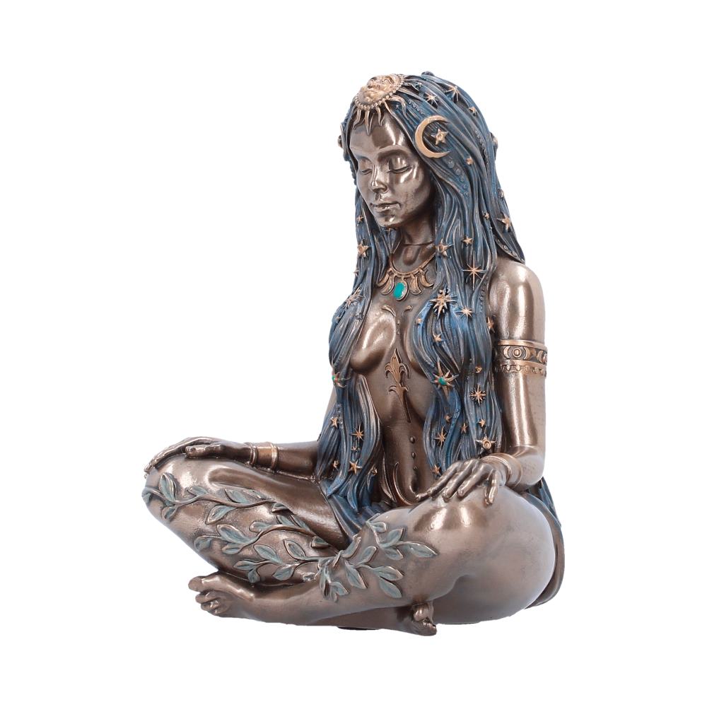 Side view of bronze celestial goddess sculpture