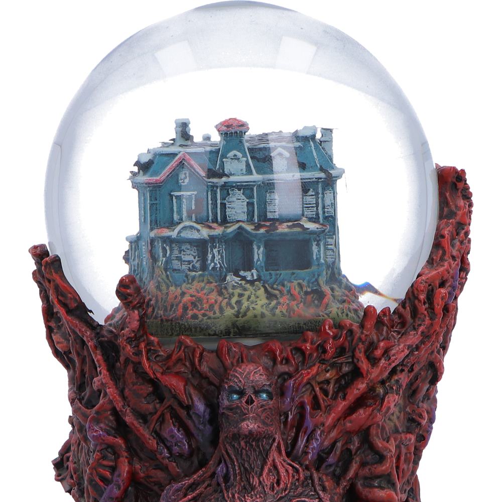 Close-up of Creel House inside snow globe