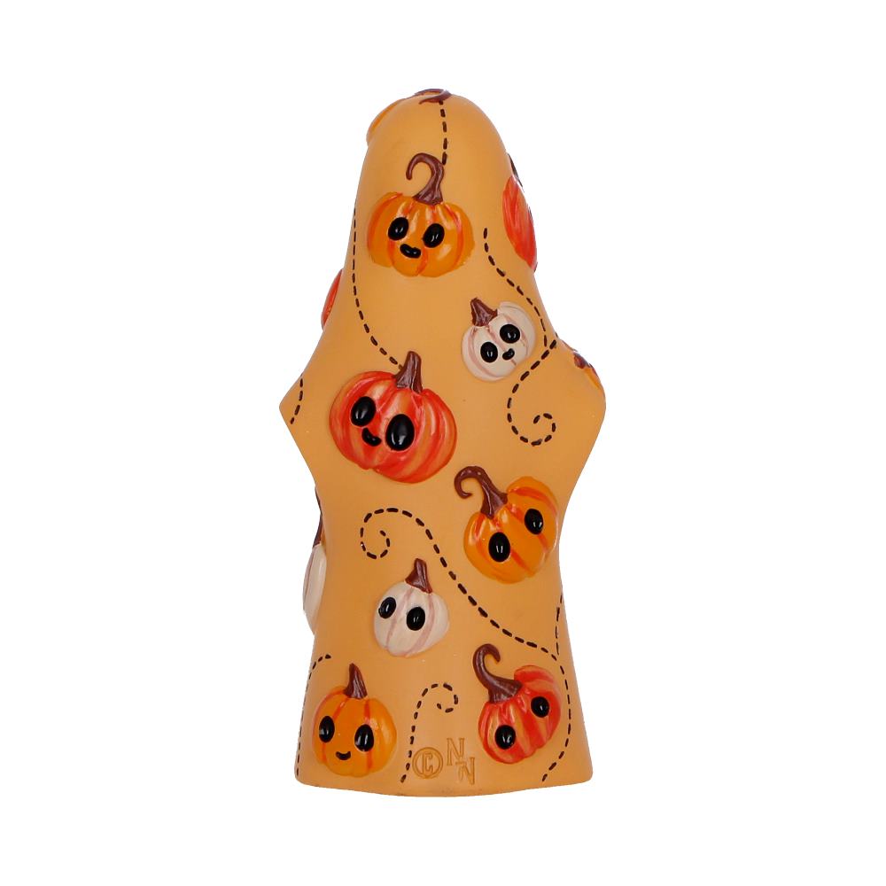 Rear view of Boo-Who? Herbert 13.5cm showing the detailed pumpkin decorations and hand-painted finish.