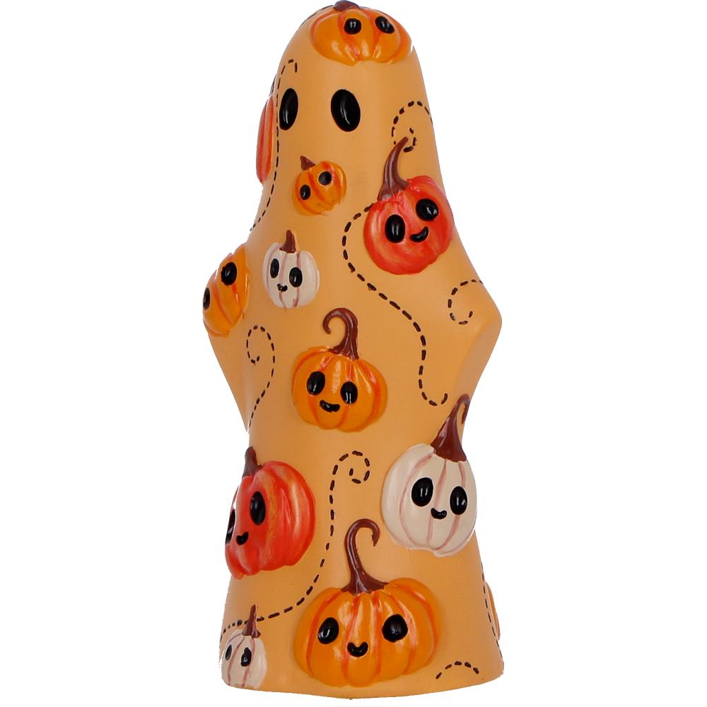 Hand-painted Halloween ghost pumpkin figurine
