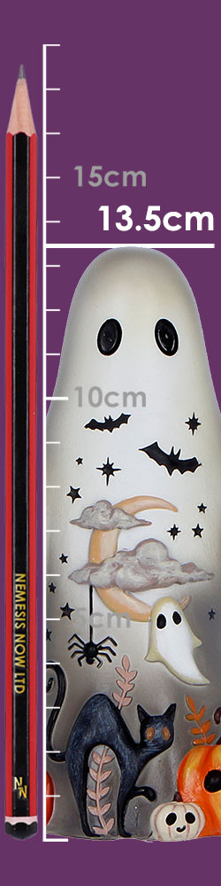 Boo-Who? Mortimer cute ghost figurine for Halloween décor full size detail