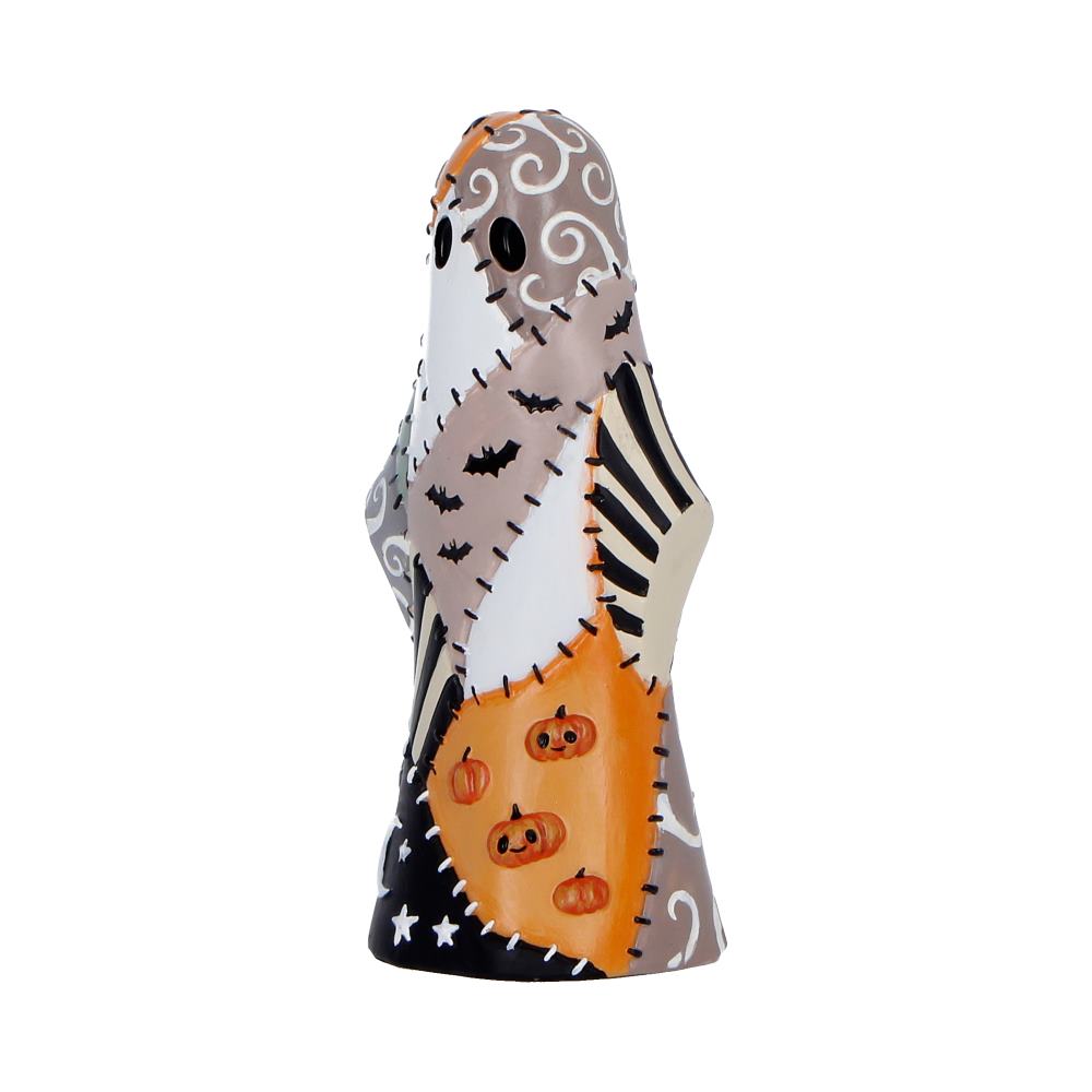 Side view of Boo-Who? Patch 13.4cm patchwork ghost figurine