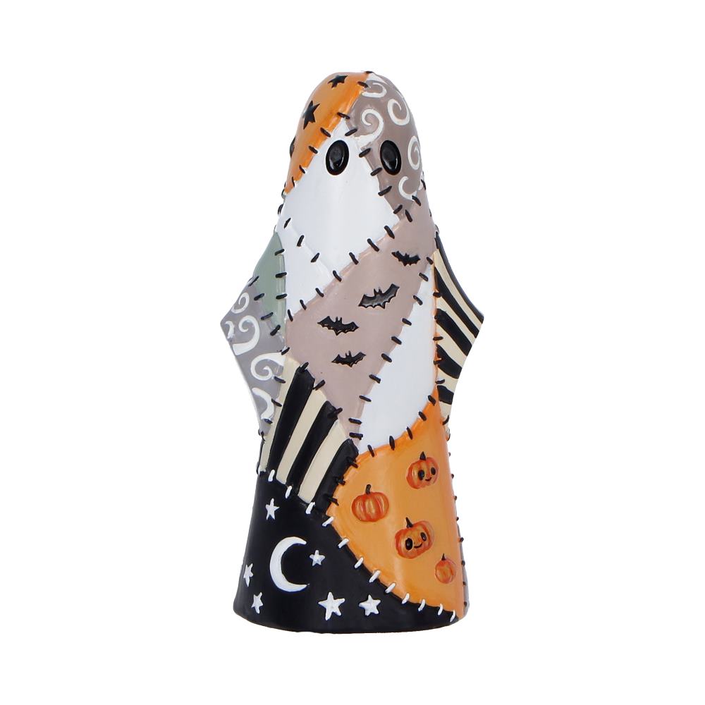 Boo-Who? Patch 13.4cm colourful patchwork Halloween ghost figurine by Nemesis Now