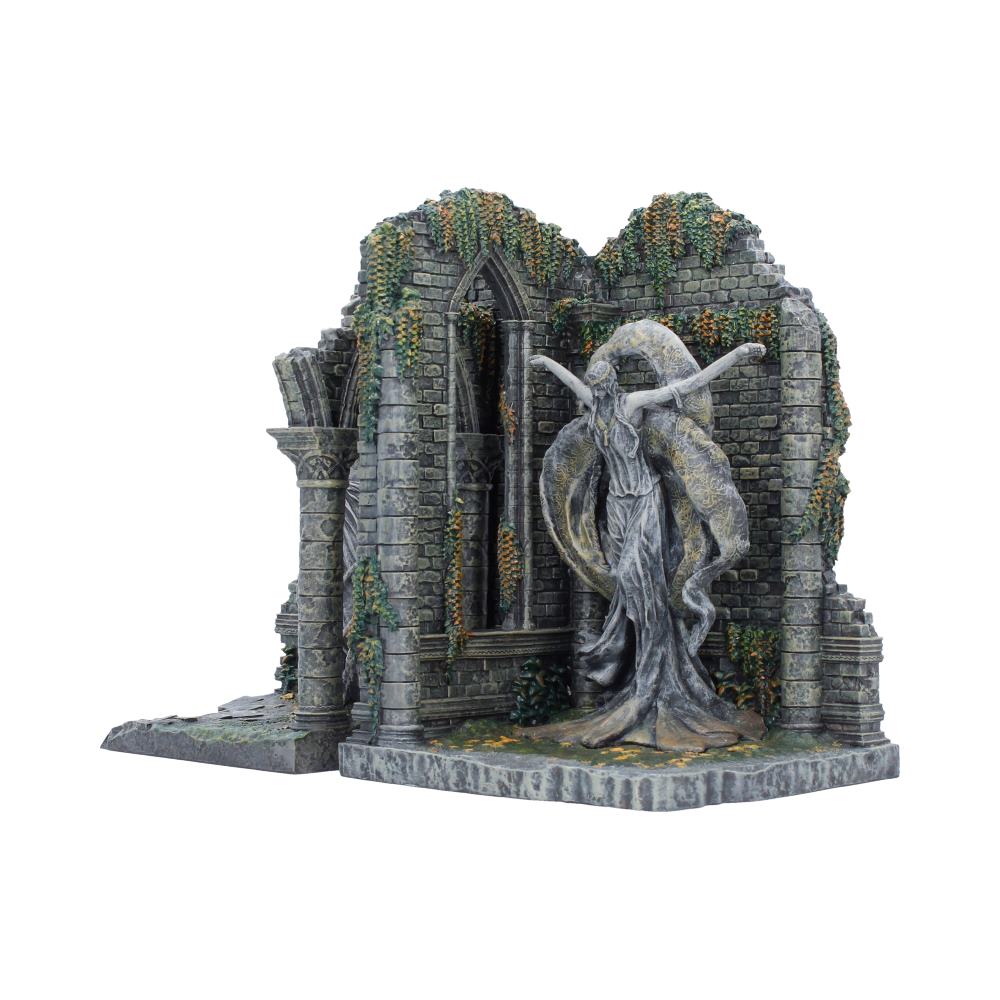 Game-inspired fantasy bookends side view detail
