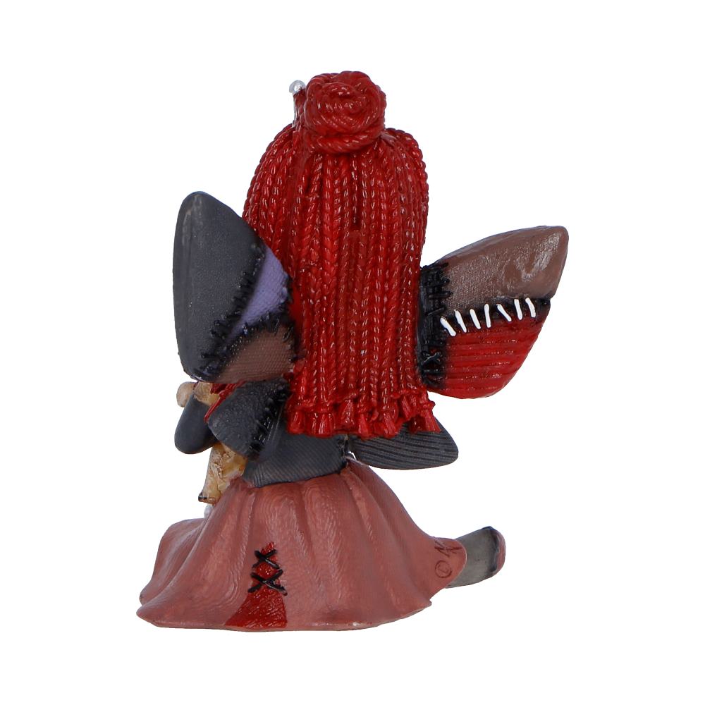 Back view of The Stitchlings Poppy Thread figurine