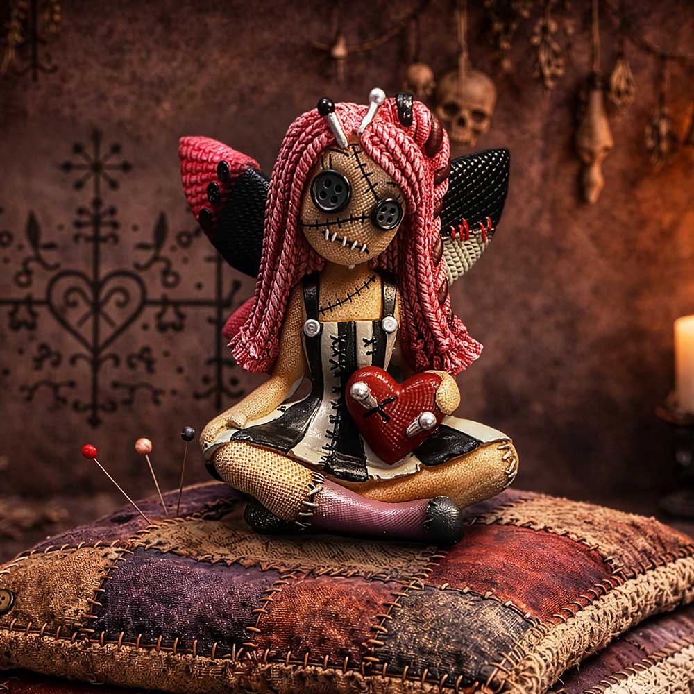 Hand-painted gothic Stitchlings figurine design