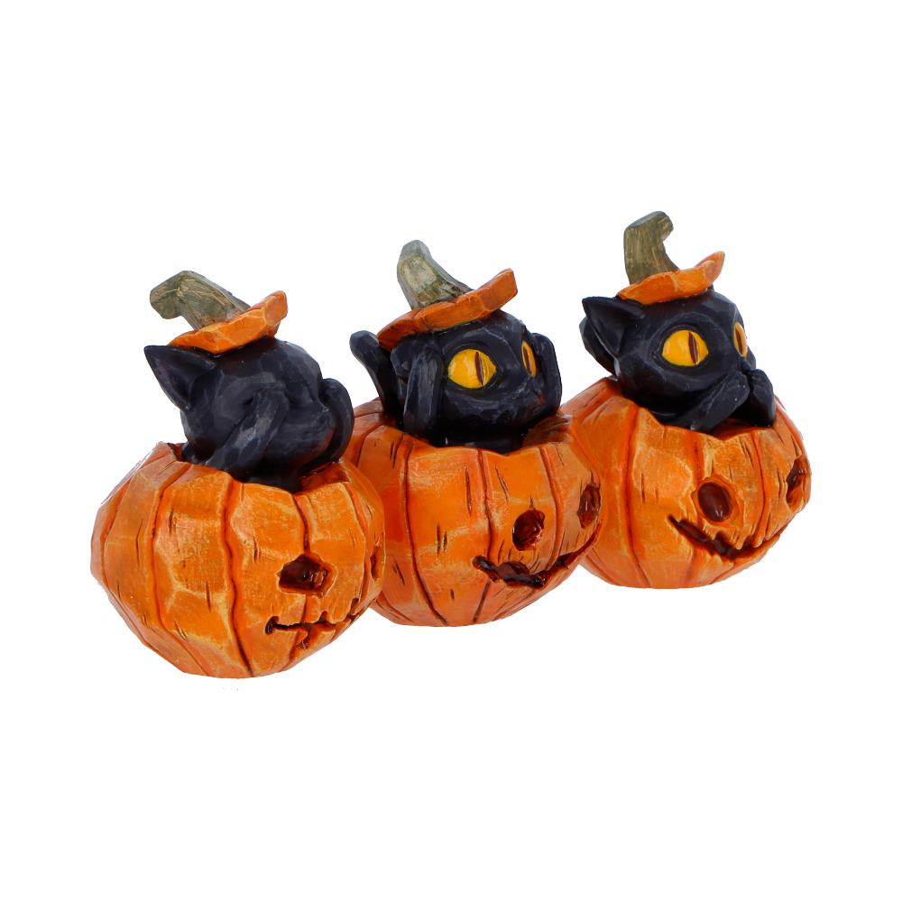 Lovingly hand-painted details on Three Wise Pumpkin Patch figurines