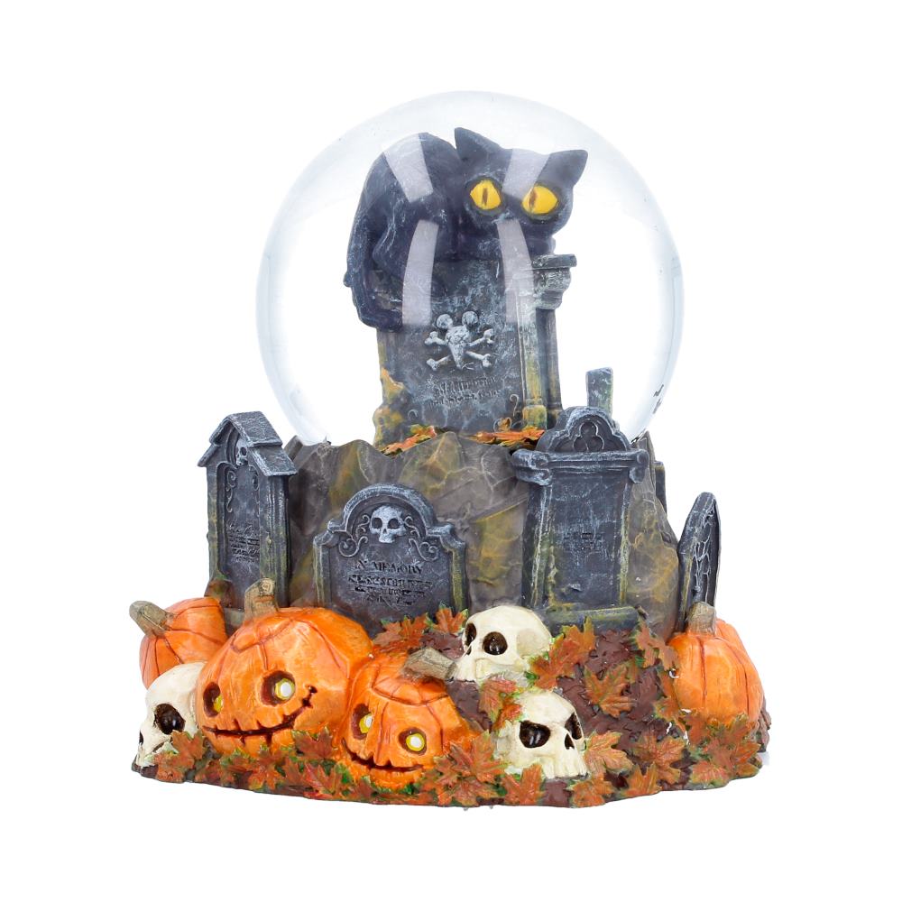 Pumpkin Patch Snow Globe 15.4cm Halloween black cat snow globe from Whisper Wood Collection