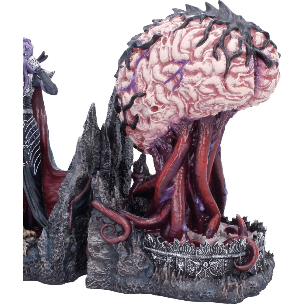 Close-up of the rocky base featuring skulls and intellect devourer-inspired details on the Dungeons & Dragons Illithid bookends.