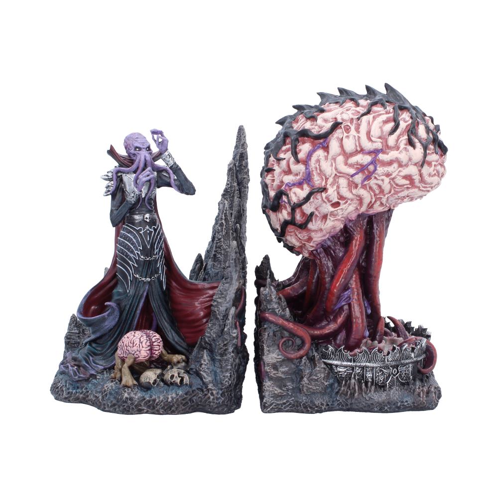 Dungeons & Dragons Illithid Bookends 20.3cm featuring a detailed Mind Flayer and grotesque Elder Brain with tentacles, skulls and dark fantasy details.