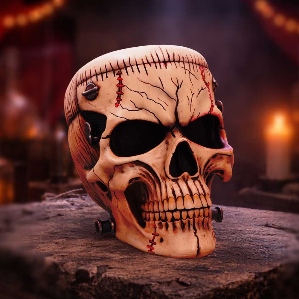 Hall of Horrors The Monster of Madness Skull Figurine 15.1cm on display