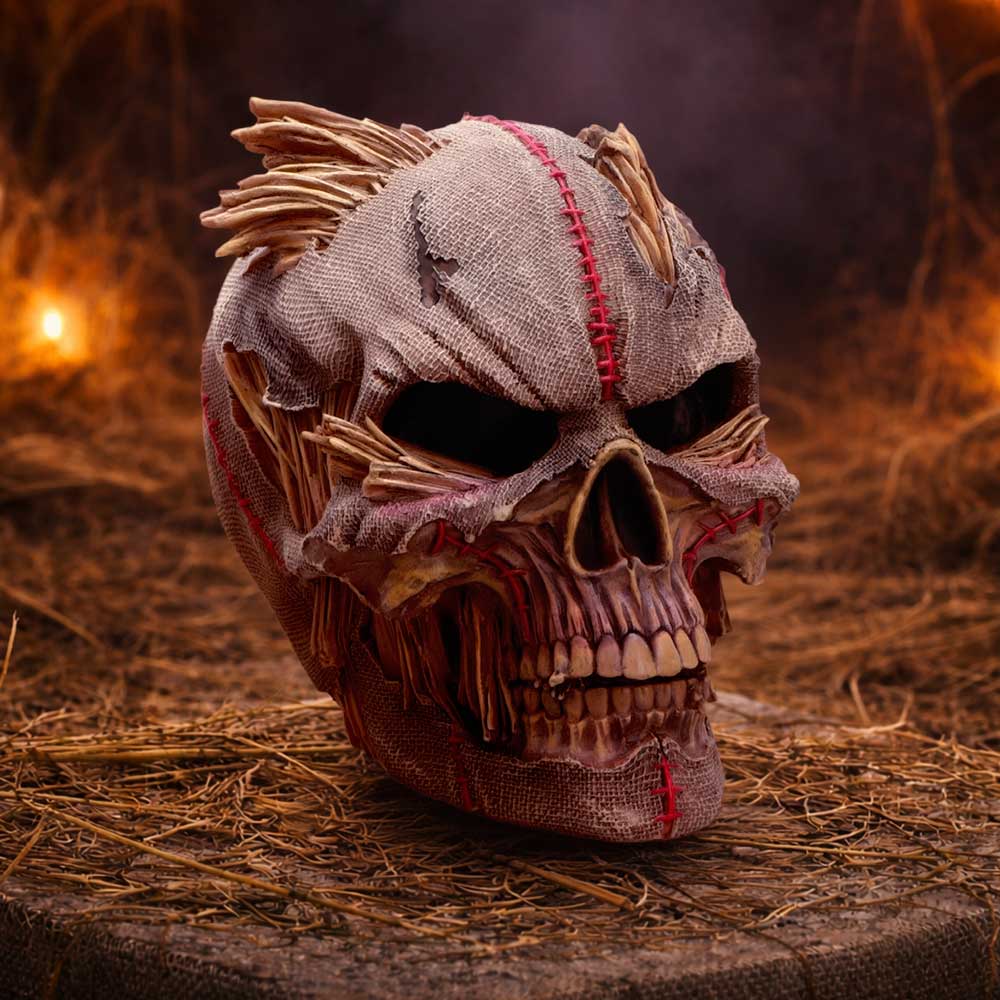 Hall of Horrors The Keeper of the Harvest Skull 14.7cm rustic gothic skull décor on display