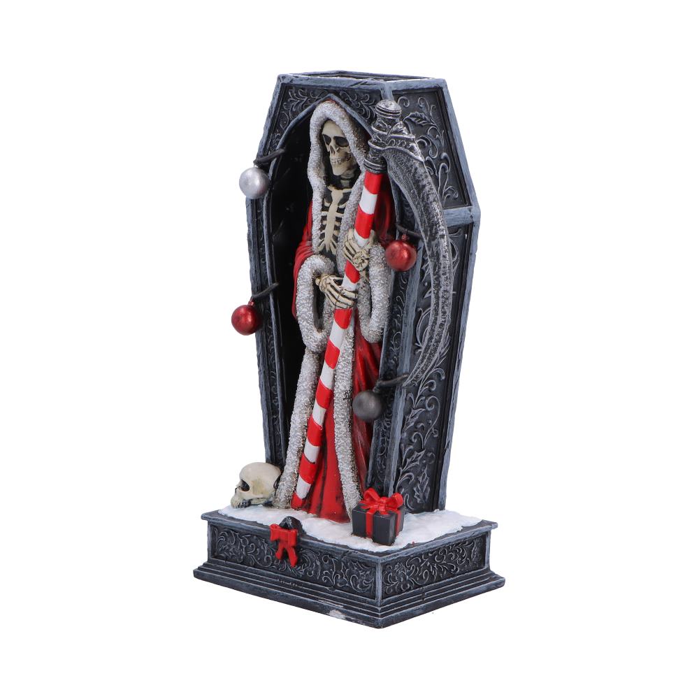 Side view of hand-painted Merry Cryptmas collectible figurine