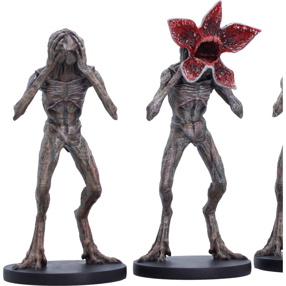 Stranger Things Demogorgon figurine in a Speak No Evil pose and Hear No Evil pose