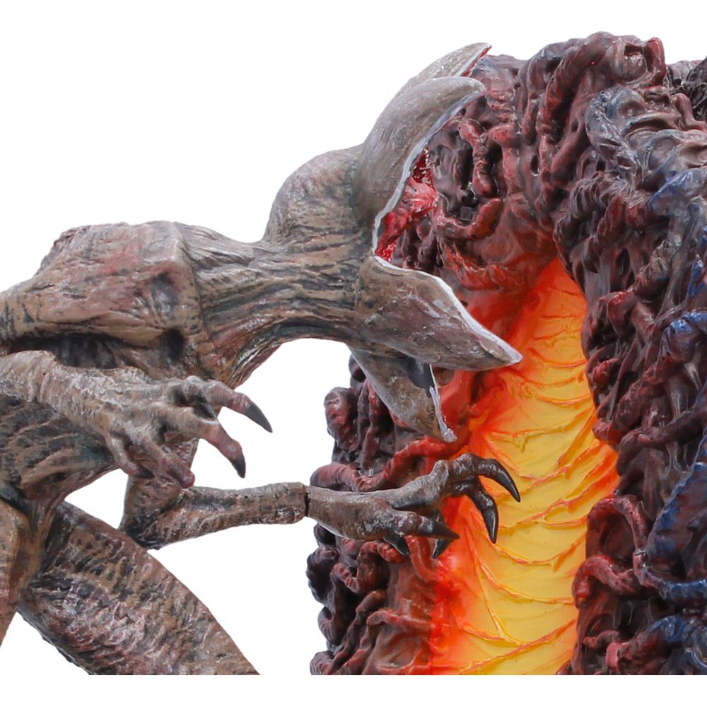 Close-up of the grotesque Demogorgon sculpted into the Stranger Things Upside Down bookend set.