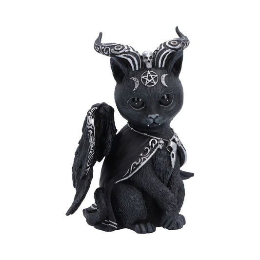 Halpurr 11.7cm Nemesis Now Cult Cuties gothic black cat figurine with horns, wings and flowing cape.