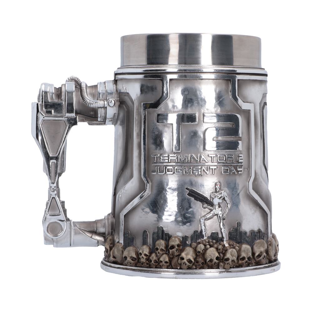 Rear view of Terminator T-800 tankard displaying the Terminator franchise logo