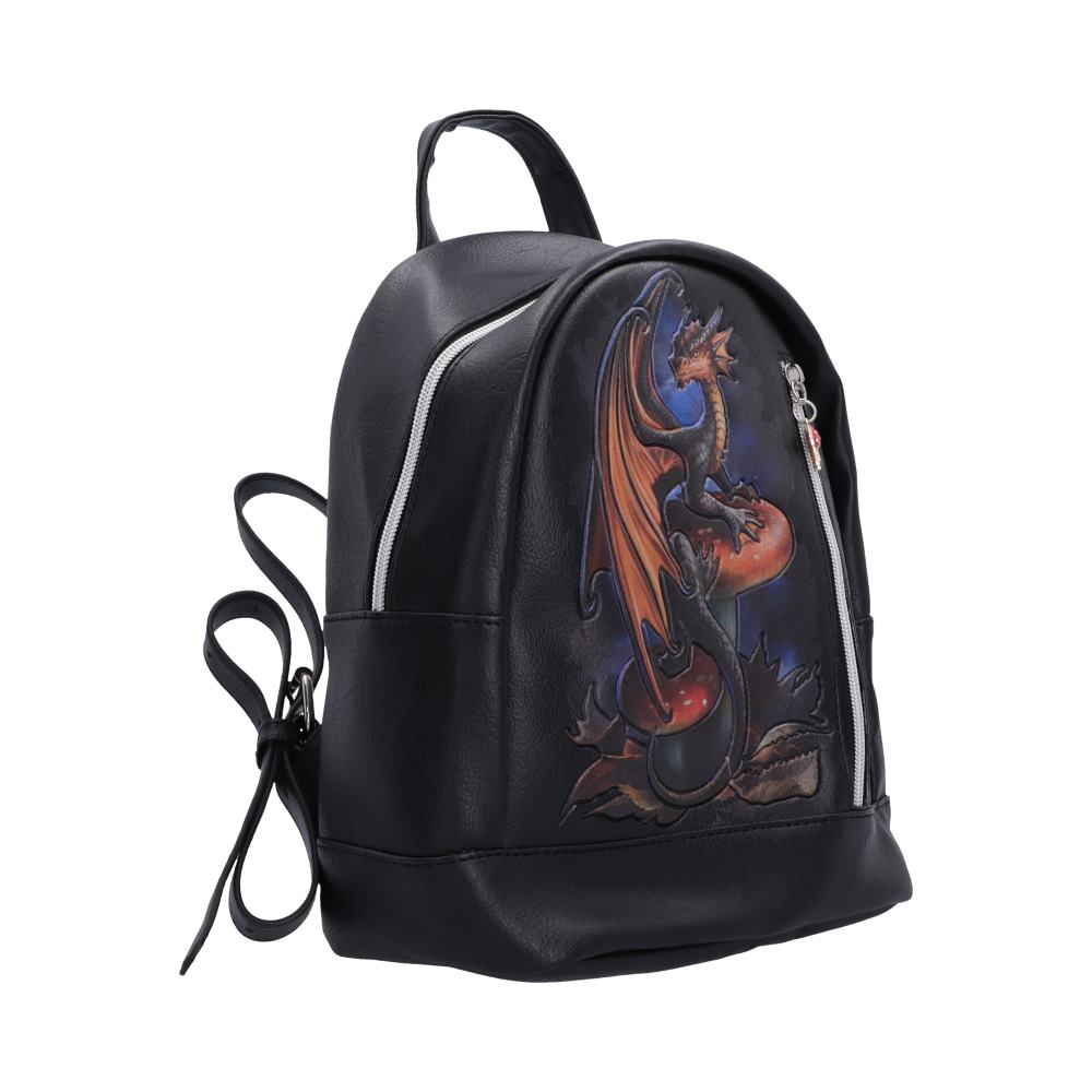 Embossed dragon and mushroom artwork on Anne Stokes fantasy backpack