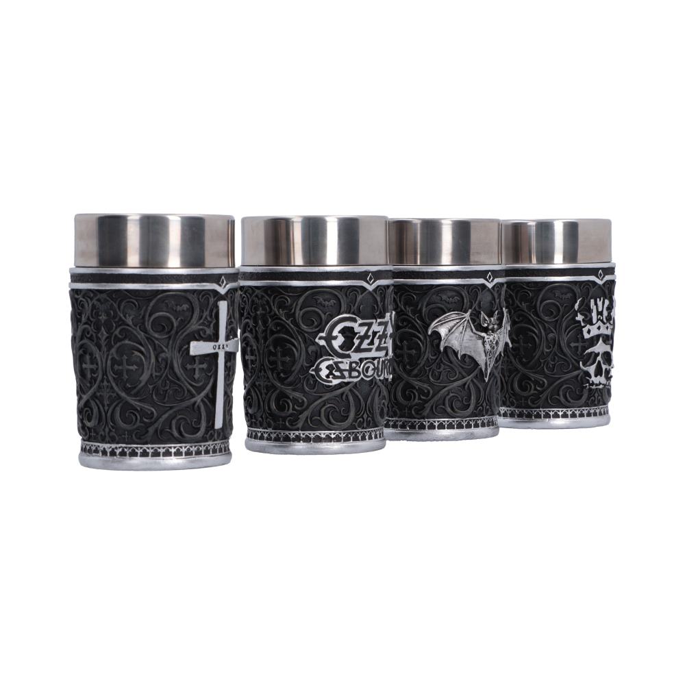 Ozzy shot glass set with cross logo bat and skull