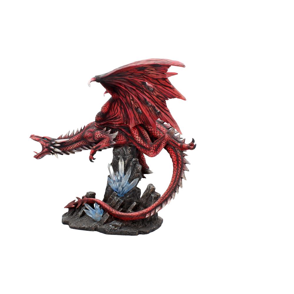 Side view of hand-painted Fraener's Wrath dragon resin statue