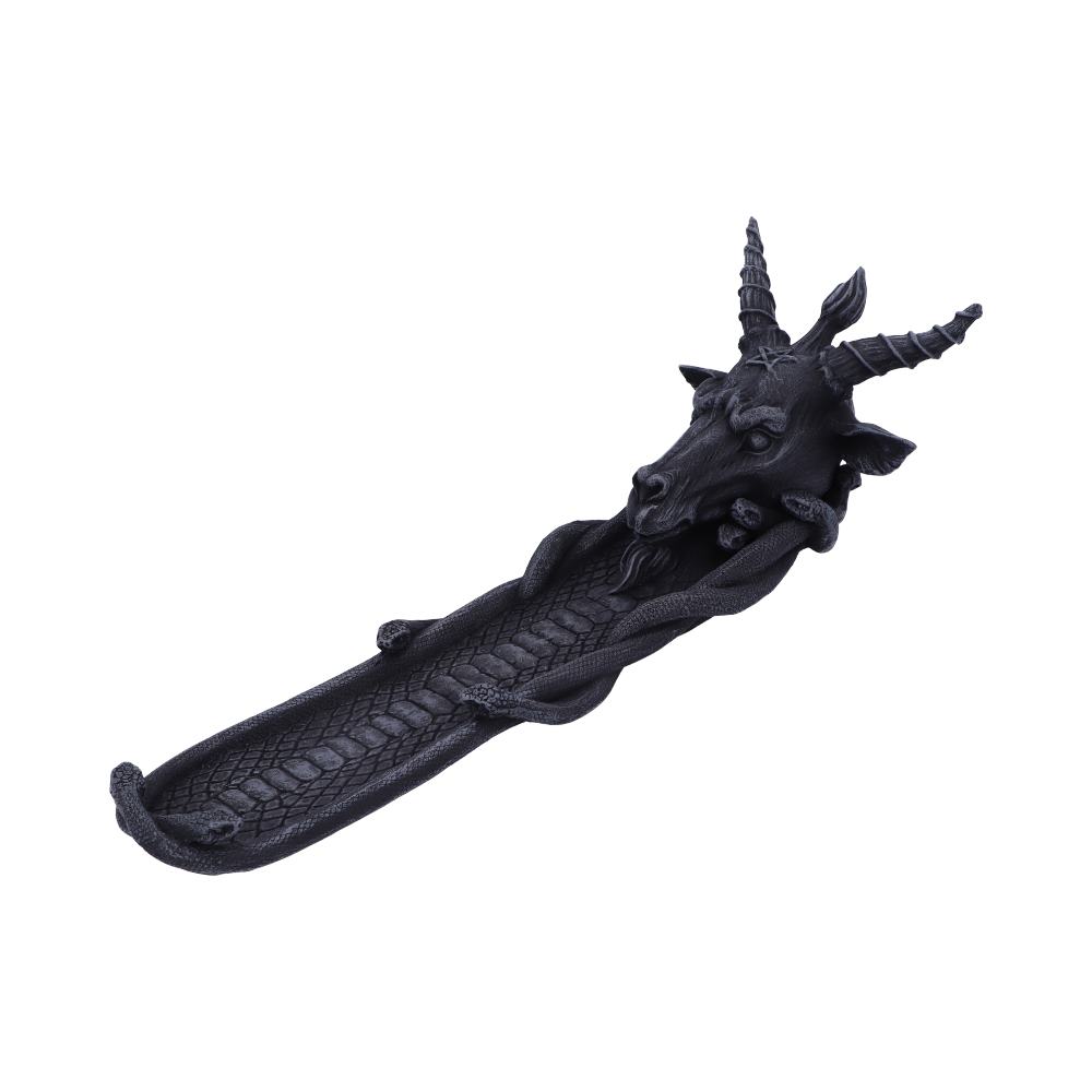 Side view of hand-painted Baphomet's Scent incense holder