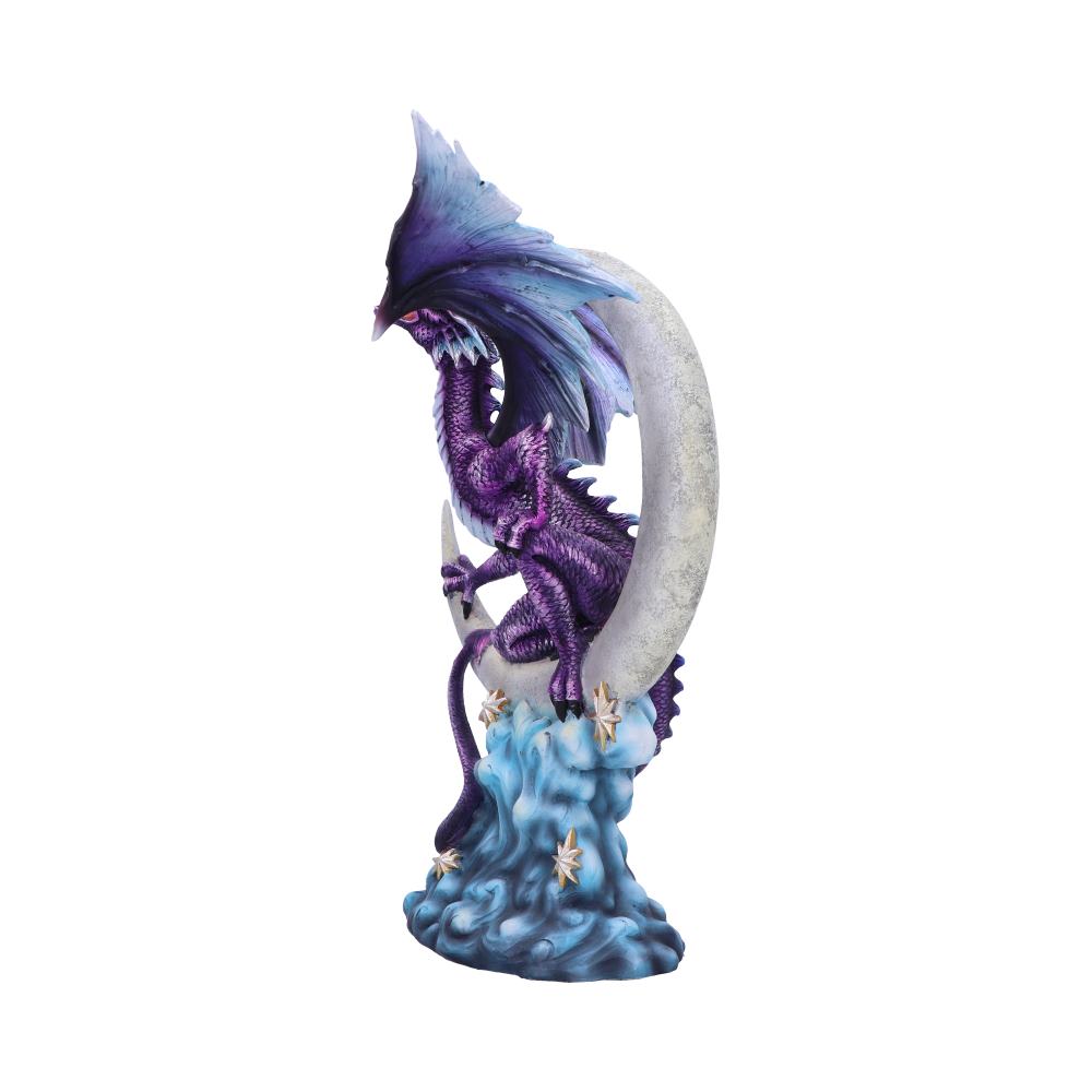 Side view of hand-painted purple Tarek dragon figurine