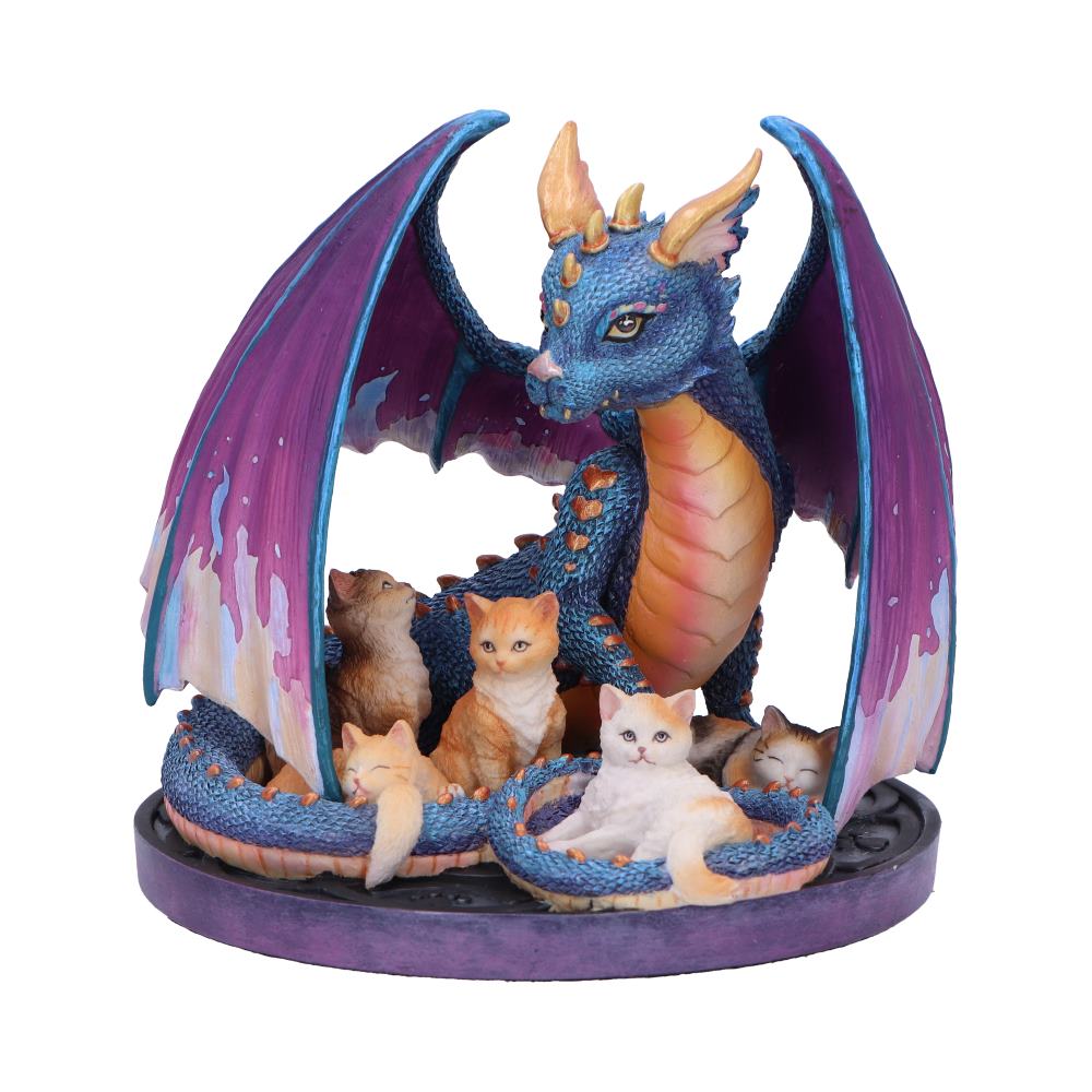 Foster Family by Selina Fenech 12.5cm featuring a dragon mother protecting a litter of ginger and white kittens with a premium hand-painted resin finish.