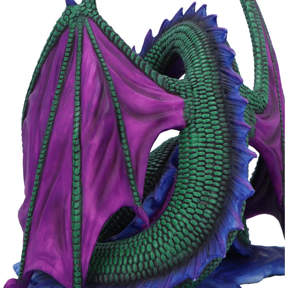 Green dragon with purple wings statue