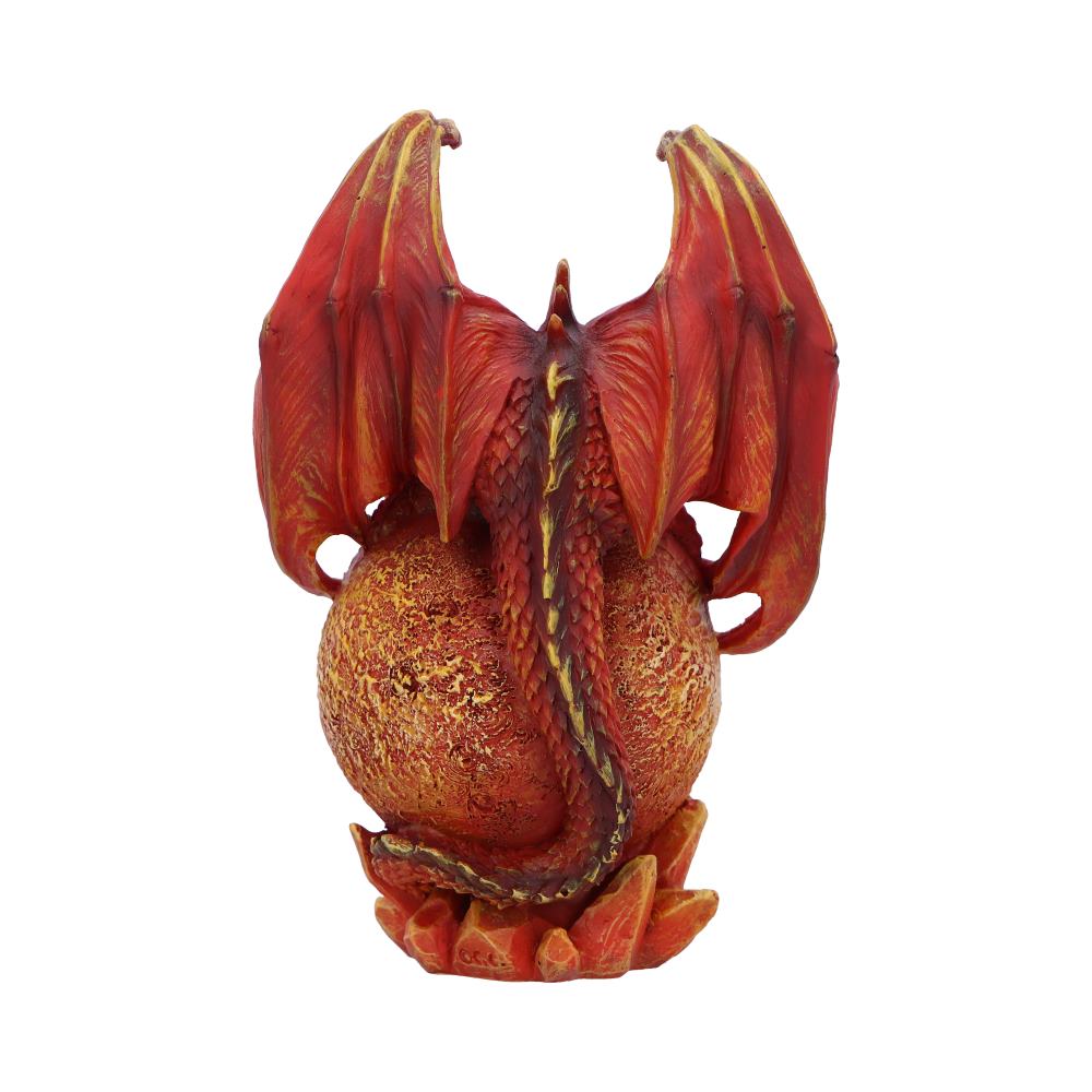 Rear view of The Venusian Dragon Figurine showing the sculpted dragon wings, detailed Venus surface, and hand-painted resin finish.