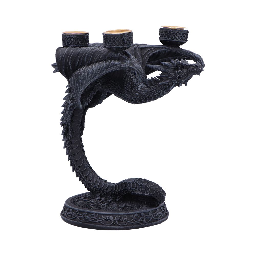 Matte black Dragon candle holder for three candles