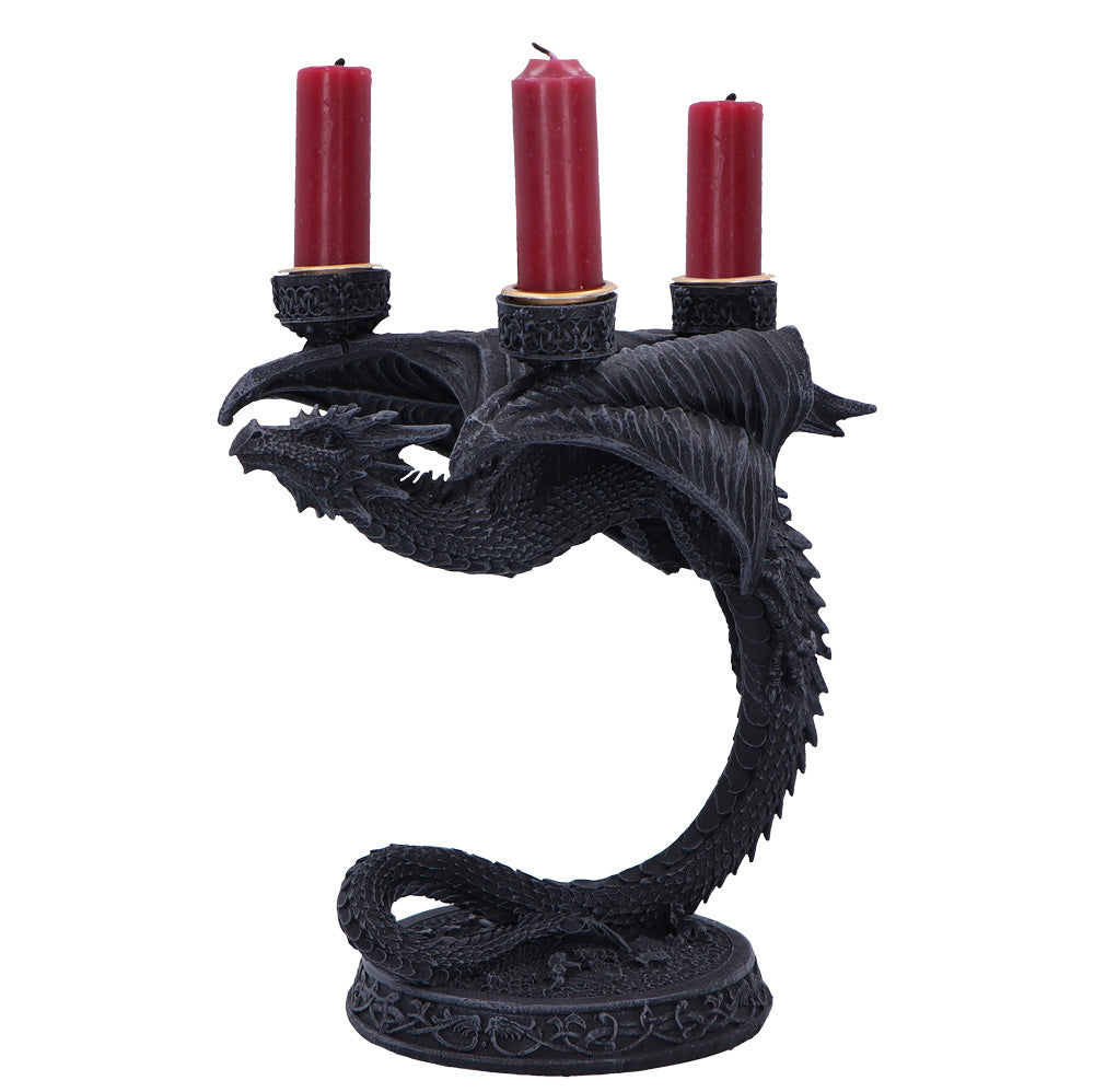 Gothic dragon triple candle holder