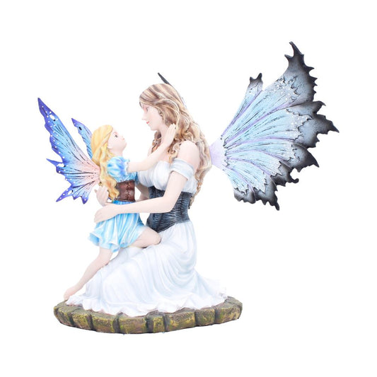 Guardian Wings Fairy Figurine with Child 31.2cm featuring a guardian fairy embracing a child fairy in a loving and protective pose.