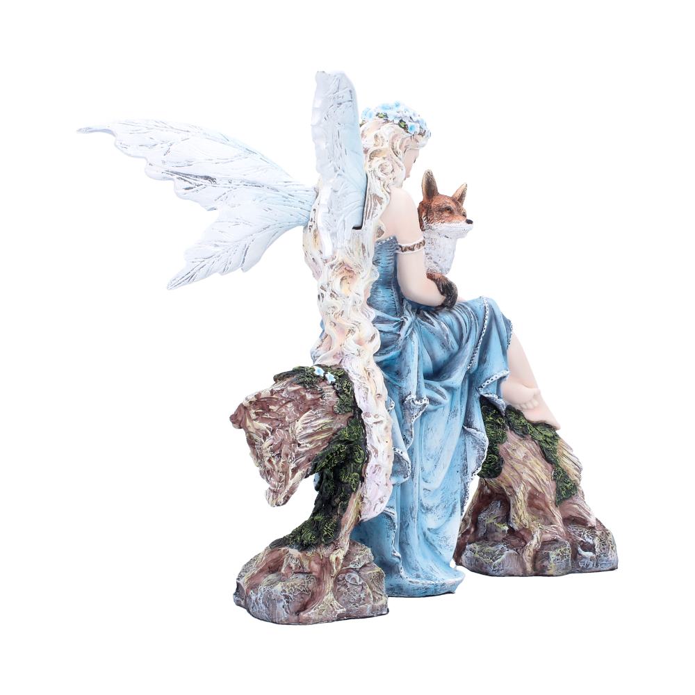 Elariel fairy figurine with blue dress and fox