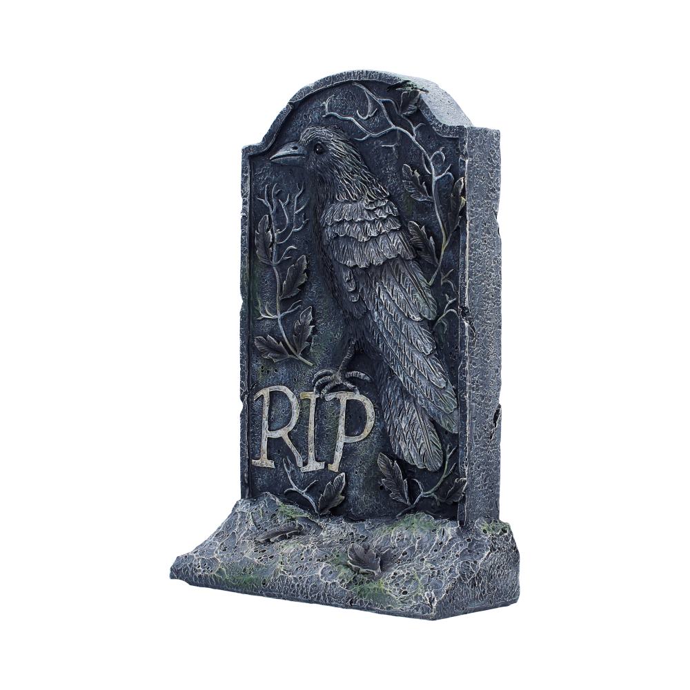 Gothic gravestone side view with branch detailing