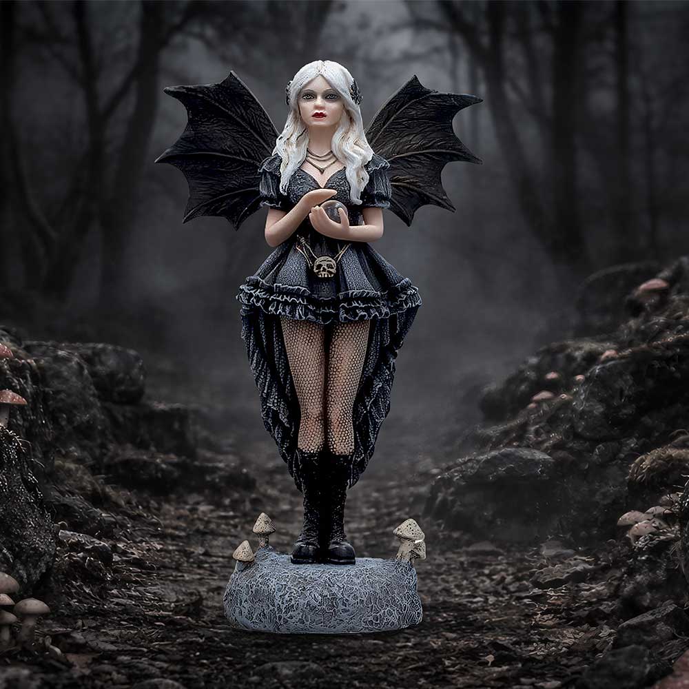 Dark fantasy fairy ornament on stone-effect base