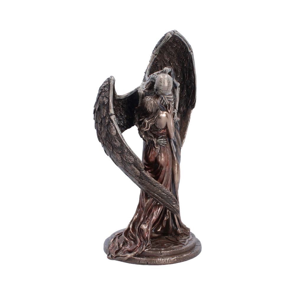 Side view of hand painted bronze effect The Kiss of Death gothic figurine