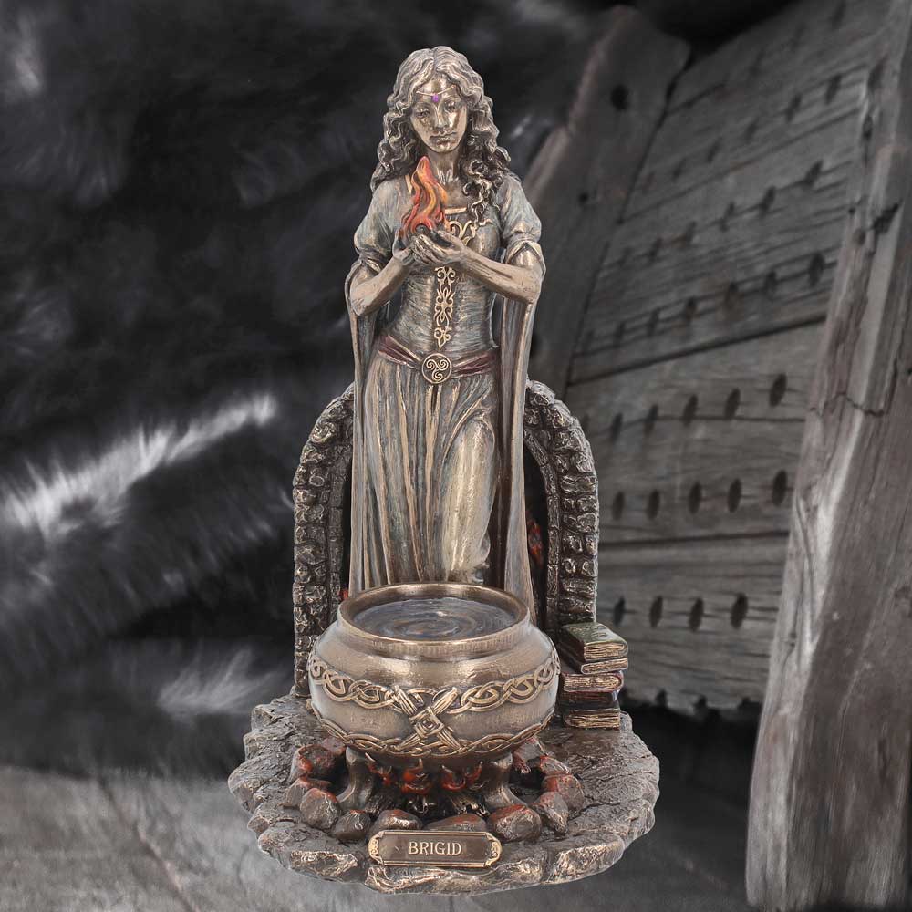Brigid goddess statue displayed as altar or spiritual decor