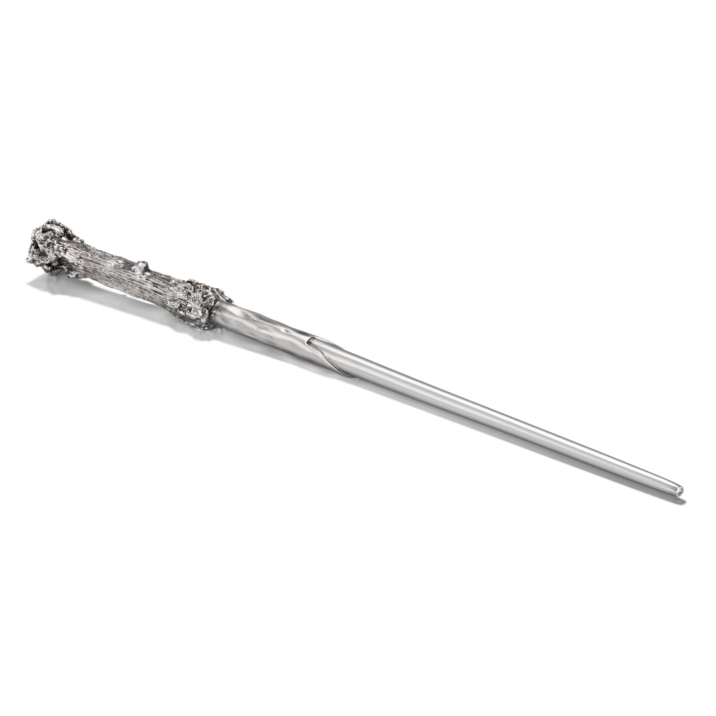 Close-up of Harry Potter wand detail antique silver finish