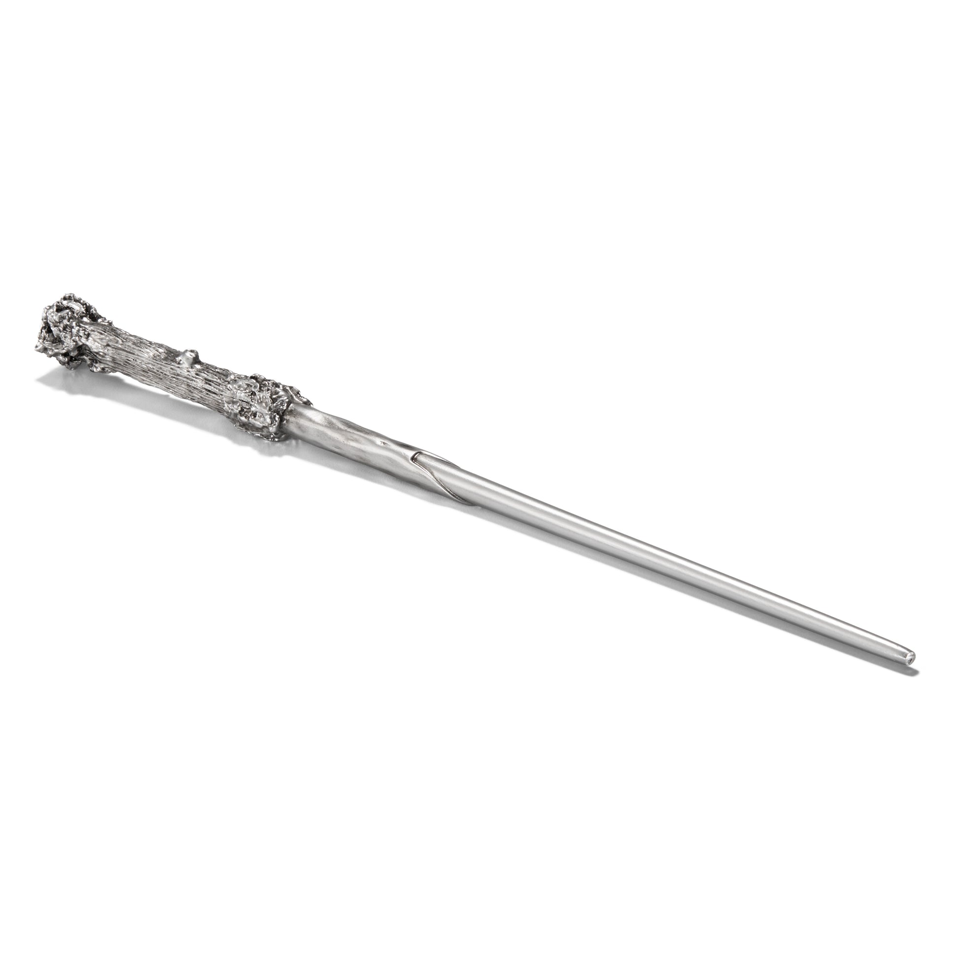 Close-up of Harry Potter wand detail antique silver finish