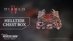 Diablo® IV Helltide Chest Box video showing sculpted detail and hinged storage compartment