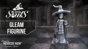 360° view of the Little Souls Gleam Witch and Owl Figurine showcasing the witch soul, owl companion, wand, spell books, silver accents, intricate sculpting, and premium hand-painted resin finish.