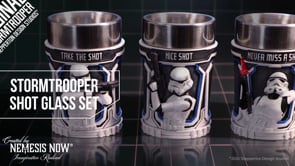 Stormtrooper shot glass set display video with 3D detail