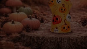 360° view of Boo-Who? Herbert 13.5cm showcasing the cute ghost design, cheerful pumpkins and colourful hand-painted details.