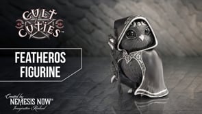 Featheros 9.6cm Nemesis Now Cult Cuties gothic bird figurine with black cloak, magical staff and silver detailing