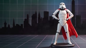 Original Stormtrooper Super Trooper 14.2cm figurine with a red cape and black display base