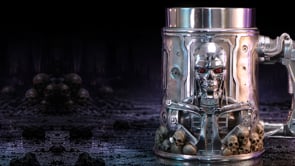 Nemesis Now Terminator T-800 Tankard 15.5cm with skeletal design, red eyes and removable steel insert