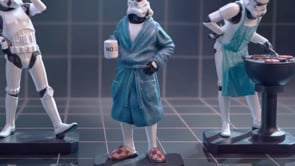 Original Stormtrooper Living for the Weekend 10.5cm set featuring three hand-painted figures relaxing, drinking beer and barbecuing