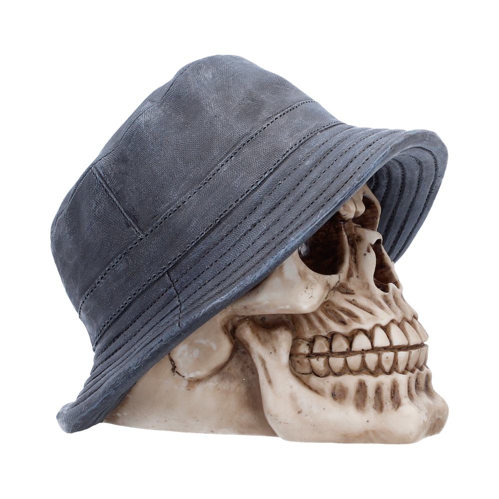 Skull ornament wearing grey bucket hat collectible