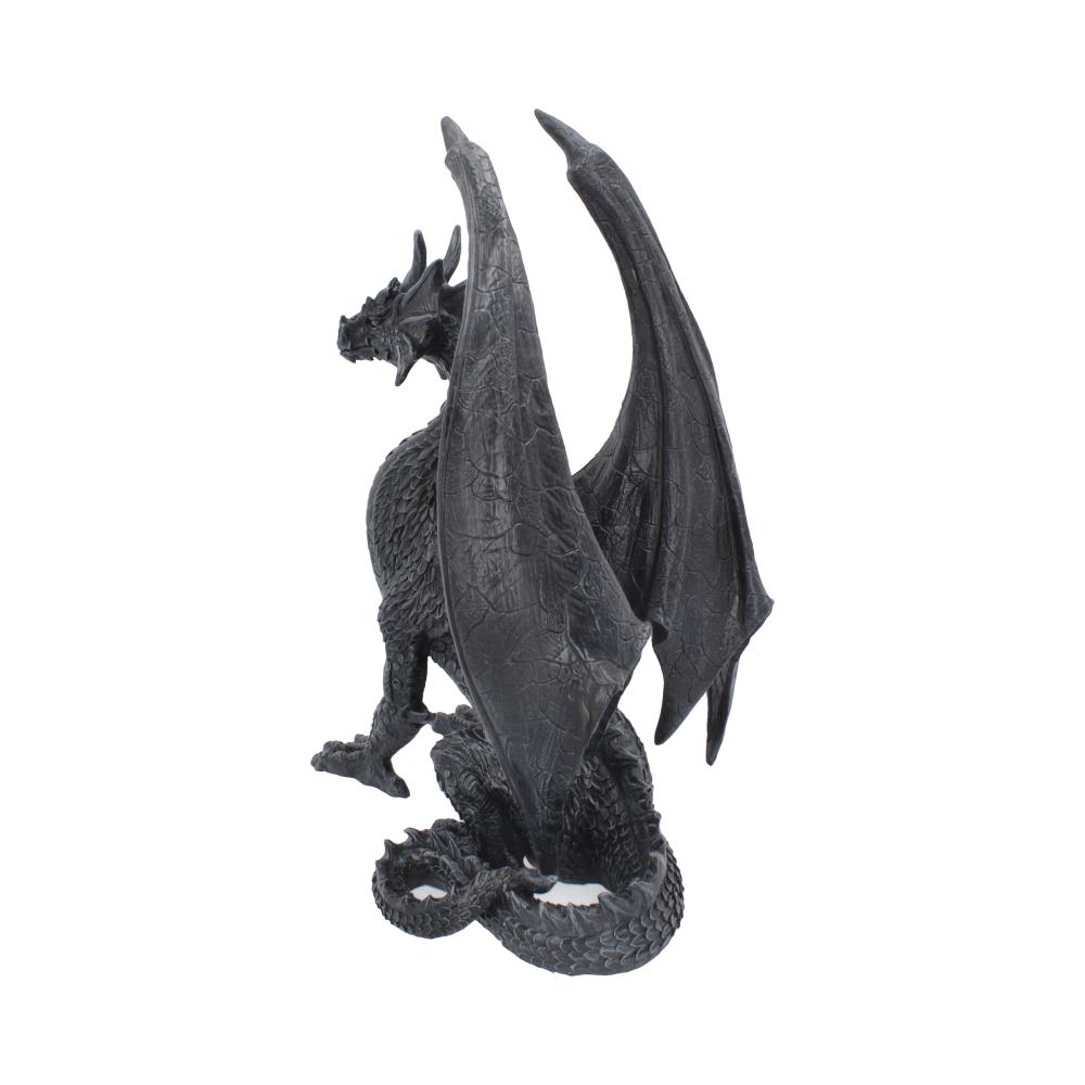 Side view of hand-painted gothic Black Wing dragon resin ornament
