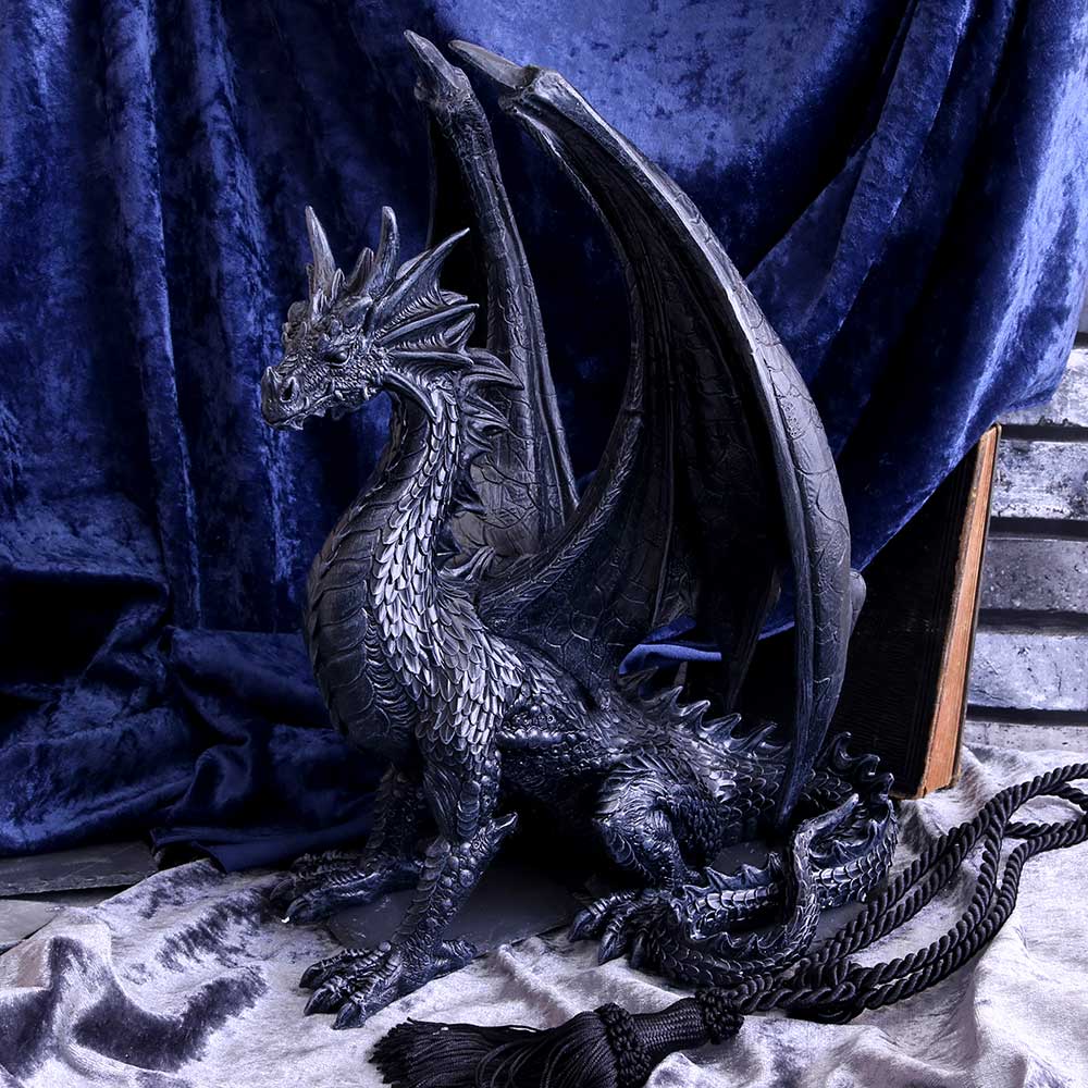 Fantasy Black Wing Dragon Collectible Figurine 37cm